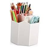 Veemoon Stifthalter schreibtisch Markierungshalter Bleistiftbecher Bleistift-Organizer Bürstenhalter Organizer für Markierungskoffer Buntstiftorganisator Etui Plastik Beige