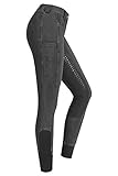 RIDERS CHOICE Damen Jeansreithose mit Silikonvollbesatz und Handytasche - RidersDeal Collection für Reiter, Grau, Gr. 38