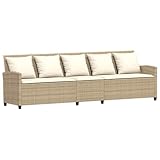 Gecheer Gartensofa 5-Sitzer Terrassensofa mit Kissen Gartenmöbel Terrassenmöbel Gartenlounge Garten Loungemöbel Outdoor Sitzgarnitur Garten, Terrasse, Balkon, Beige Poly Rattan