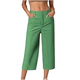 Generisch 3/4 Hose Damen Leicht Sommerhosen Baumwolle Cargohosen Musselin Frauen Jogginghosen Mode Relaxhose Trekkinghose Prime Haremshose Lockere Mittelalter Hose Sale Grün XL