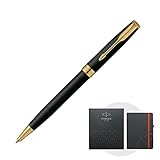 PARKER 1950876 NS Kugelschreiber Sonnet Matt Black GT Medium Point, auf Ölbasis, inklusive Original-Notizbuch, Geschenkbox-Set, authentisch importiert