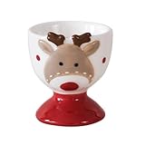 Qsvbeeqj Weihnachtliche Keramik-Eiertasse mit Weihnachtsmann/Hirsch, dekorativer kleiner Weinbecher, elegantes Porzellan-Trinkgeschirr, Feiertagstischdekoration