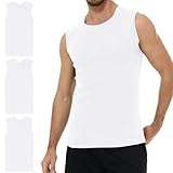 YouShow Unterhemd Herren Weiss Tank 100% Baumwolle Business Classic Ärmellos Top 3er Pack XL