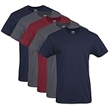 Gildan Herren Crew T-Shirts, Multipack, Style G1100 Unterwäsche, Marineblau/Anthrazit/Kardinalrot (5er-Pack), Mittel