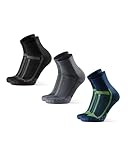 DANISH ENDURANCE Quarter Laufsocken 3 Paar Knöchelhohe Sportsocken, Leichte Kompression, Atmungsaktiv & Gepolstert, Schweißableitend, für Damen & Herren 1 Schwarz/Grau 1 Blau/Gelb 1 Grau/Schwarz 43-47
