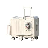 sunbiaouk Kinder-Reisekoffer zum Aufsitzen, Kindertrolley mit 6 Rädern, Getränkehalter und Pedaldesign, Hartschalen-Handgepäck für die Reise(Beige,22in)