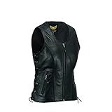 Leatherick Damen Lederweste der echte spitzenkorn-büffel Leder ärmellose jacke/weste schwarz (L)