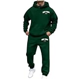 Generisch Meine Bestellungen Anzeigen，Freizeitanzug Herren，Jogginganzug Herren Zweiteiler Baggy trainingsanzug Langarm Bequem Sportanzug Sport Outfit Elegant Stretch freizeitanzug，Dunkelgrün，L