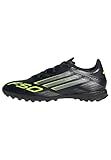 adidas Unisex F50 League Turf Football Boots, Core Black/Iron Metallic/Lucid Lemon, 43 1/3 EU