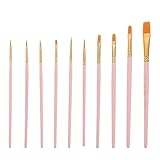 OATIPHO Professionelles 10 Stück Nylonpinsel für Aquarellmalerei Leichte Aquarellpinsel mit Verschiedenen Spitzen für Reisen und Skizzen