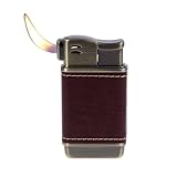 Retro-Feuerzeug, Pfeifenfeuerzeug mit Metallzünder, nachfüllbares Butanfeuerzeug aus echtem Leder mit weicher Flamme, Butangasfeuerzeug für Männer, Winddicht, in Geschenkbox