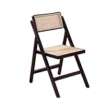 Faltbarer Rattanstuhl mit Rückenlehne – Massivholzrahmen für drinnen und draußen, Rattan-Sessel für Wohnzimmer, Esszimmer, Terrasse, Braun – bequeme und stilvolle B&B-Möbel