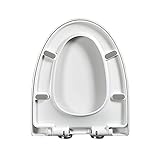 SdaryWare Toilettensitz mit Absenkautomatik und Schnellverschluss, verlängerter Toilettendeckel mit langsamem Schließen und einfacher Reinigung, verlängert, weiß, 36 x 45