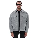 SOOUICKER Lederjacke Herren Vintage Wildleder Bomberjacke Winter Übergangsjacke Sportlich Elegant Winterjacke Modern Cargo Hemdjacke mit Reißverschluss Fliegerjacke