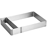 LatoYard Verstellbare quadratische Kuchenform für Mousse- und Biskuitkuchen, Edelstahl-Backrahmen-Werkzeug mit Trennwand für Heimbäcker, 150 bis 27,9 cm Kaffee-Gartenwerkzeug-Set