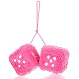 Autowürfel Pink, Plüschwürfel Auto EIN Paar Rosa Plüschwürfel Plüsch Würfel 7,5cm Auto Rückspiegel Würfel Hängende, Plüschwürfel Für Autos, Autoinnenraum Würfel Auto Rückspiegel Hanging Zubehör