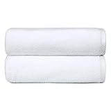 Amazon Basics Badetuch Set für Badezimmer, schnelltrocknendes, saugfähiges Handtuch-Set, 100 % Baumwolle, 2 Badetücher, 70 x 140 cm, 2 Stück, Weiß