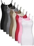 Geyoga 8er-Pack Lange Tanktops für Damen, Lange Camisoles, Workout-Tops, verstellbare Spaghettiträger, Damen-Unterhemden, helle Farbe, Groß