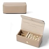 Vlando Schmuckkästchen Reise Schmuckkästchen Klein, Schmuckschatulle für Mädchen Damen,Schmuckaufbewahrung, Schmuckbox, Reise Schmuck Etui, Ohrring, Halsketten,Uhren aufbewahrung, Milchkaffee
