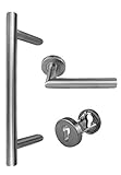 Edelstahl Haustür- Beschlag- Set 1802 Stoßgriff-Länge: 350mm