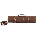 TUYU Messertasche,12OZ Messertasche Kochmesser, 10 Schlitze Kochmessertasche für Küchenutensilien, Messer Aufbewahrungstasche mit Griff und Schultergurt, Tragbare Messer-Werkzeugtasche (Kamel Farbe)