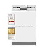Exquisit Geschirrspüler EGSP2109-EB-030E inox | Teilintegrierter Geschirrspüler 45 cm | LED | 9 Maßgedecke | Spülmaschine 45 cm teilintegriert