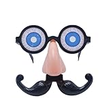Sxett Lustige Augapfelbrille mit künstlichem Schnurrbart, Halloween-Verkleidungsbrille, Cosplay-Requisiten für Damen und Herren, Halloween, Geburtstagsparty