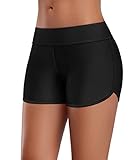 Attraco Damen Badeshorts Badeshorts UV Schutz Schwimmshorts Strand Bikinihose Schnell Trocknendes Schwimmhose Sommer Wasersport Schwarz M