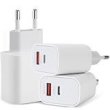 3 Stück USB C Ladegerät, 20W 2Port USBC Netzteil für iPhone Samsung Huawei Xiaomi Oppo, Schnellladegerät Handy Stecker Charger Ladestecker Ladeadapter (Milchig Weiß)