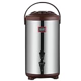 Isolierter Getränkespender - Thermischer Heiß- und Kaltgetränkespender - Edelstahl-Heißgetränkespender mit Zapfhahn für heißen Tee und Kaffee, kalte Milch, Wasser, Saft/Braun/6L