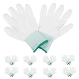 DIKACA 12 Paare Pu beschichtete Antistatische Nylonhandschuhe mit Verstärkten Fingern Leichte Langlebige Arbeitshandschuhe für Nähen Gartenarbeit Elektronik Labor und Montage Grün