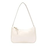 Kagodri Damen Vintage Bowknot Handtasche PU Leder Schultertasche Weiß, 22.5 x 8 x 14.5 cm