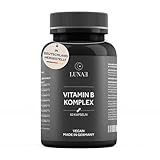 Lunae Vitamin B Komplex - mit allen 8 B-Vitaminen (B1, B2, B3, B5, B6, B7, B9, B12) - hochdosiertes Vitamin B vegan - laborgeprüft & in Deutschland produziert - 60 Kapseln