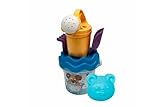 Hund Baby Eimergarnitur, 6 Teile, Eimer, Sieb, Sandfrom, Schaufel, Rechen, Gießer, H:11cm, D:14cm