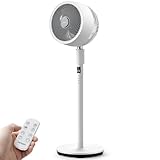 berssen Standventilator Ventilator leise 25dB 3D Oszillation DC Motor 68/100cm Höhenverstellbar Turbo Luftzirkulation Fernbedienung Tastbildschirm 7,1m/s Windgeschwindigkeit Energie Sparen,Weiß