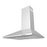 CIARRA Dunstabzugshaube 60cm Umluft Abluft Pyramide Abzugshaube aus Silber Edelstahl,CAS6201A
