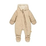 Steiff Schneeanzug EU Größe 62 sesame, warmer Winter Overall, mit Kapuze, ideal für Schnee & Outdoor, Skianzug für Kinder, waschmaschinenfest