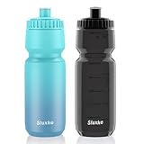 SLUXKE 720 ml Fahrrad Trinkflasche, Easy Squeeze Fahrradflaschen BPA Free, Kein Geruch, Auslaufsicher, Geeignet Rennrad Trinkflasche für Outdoor, Fitness, Radfahren, Laufen (Grün Blau und Schwarz)