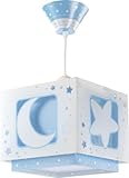 Dalber Lampe kinderzimmer, kinderlampe Pendelleuchte Hängelampe, Deckenleuchte Kinder, Deckenlampe kinderzimmer, Mond und Sterne Blau MoonLight, 63232T, E27