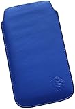 Davii Schutztasche Handytasche für Apple iPhone 15/15 Pro, Einsteck Lasche ziehen, Handytasche Einschub, Etui innen weich Adler Standard LE Dunkel-Blau