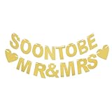 DECORNIJIA Hochzeitsgirlande Gelb mit Glitzereffekt Wimpelkette Partydeko für Hochzeitsfeier Wiederverwendbares Banner für Wand Tisch und Baum