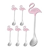 DONFAMDS 6 Stück Flamingo Dessertlöffel kleiner Löffel kleiner Dessertlöffel Flamingo-Löffel Dessertkugeln Kaffeelöffel küchenutensilien teelöffel Rührlöffel Honiglöffel Puddinglöffel Rosa