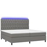 Genérico Wenjingqi 3135142 Boxspringbett, Matratze und LED-Lichter, Stoff, hellgrau, 200 x 200 cm