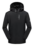 AMZSPORT Regenjacke Herren Winddichte Jacke Mit Kapuze Wasserdicht Leicht Packbar Atmungsaktiv für Outdoor, Laufen, Reisen,Wandern，Schwarz XL