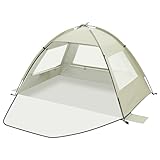 Strandmuschel Tragbarer Strandzelt Sonnenschutz Windschutz Zelt mit UV-Schutz 50+ Einfacher Aufbau Extra Light Kleines Packmaß Camping Zelt für Strand Garten (Khaki, 4 Personen)