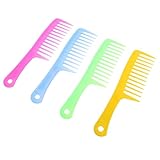 Mipcase 4 Stück breiter Zahnkamm Kammentwirrer Haarentwirrungskamm Haarkämme zum Stylen breit gezahnter Kamm Breitzahnkamm für Perücken große Kämme für Damen Plastik