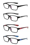 CAMKIDS Lesebrille Herren 4 Pack Ultra leichte TR90 Sport Style Lesebrille für Herren und Damen+2.0