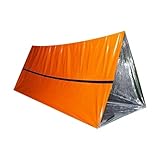 Jasaly Notfallzelt Outdoor-Rettungsdecke Überlebensdecke Isolierdecke Einfaches Zelt Orange Zelt+Tasche mit Pfeife