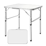 Rigogo Tragbar Klapptisch Aluminium, Campingtisch Flatbar für Balkon Terrasse Picknick, 2 Höhenniveau 70/33cm, Esstisch Bürotisch Partytisch 75x55x70cm, Weiß
