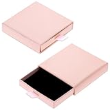 Piriuuo 2 Stück Schmuck Geschenkbox, 8 * 8 * 1,7 cm Papier-Schmuck-Display Kleine Geschenkboxen Ausziehbare Quadratische Aufbewahrungsbox für Armbänder, Ohrringe, Halsketten, Schmuckgeschenke(Rosa)
